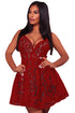 Sexy Red Rose Lace Illusion Sexy Skater Dress